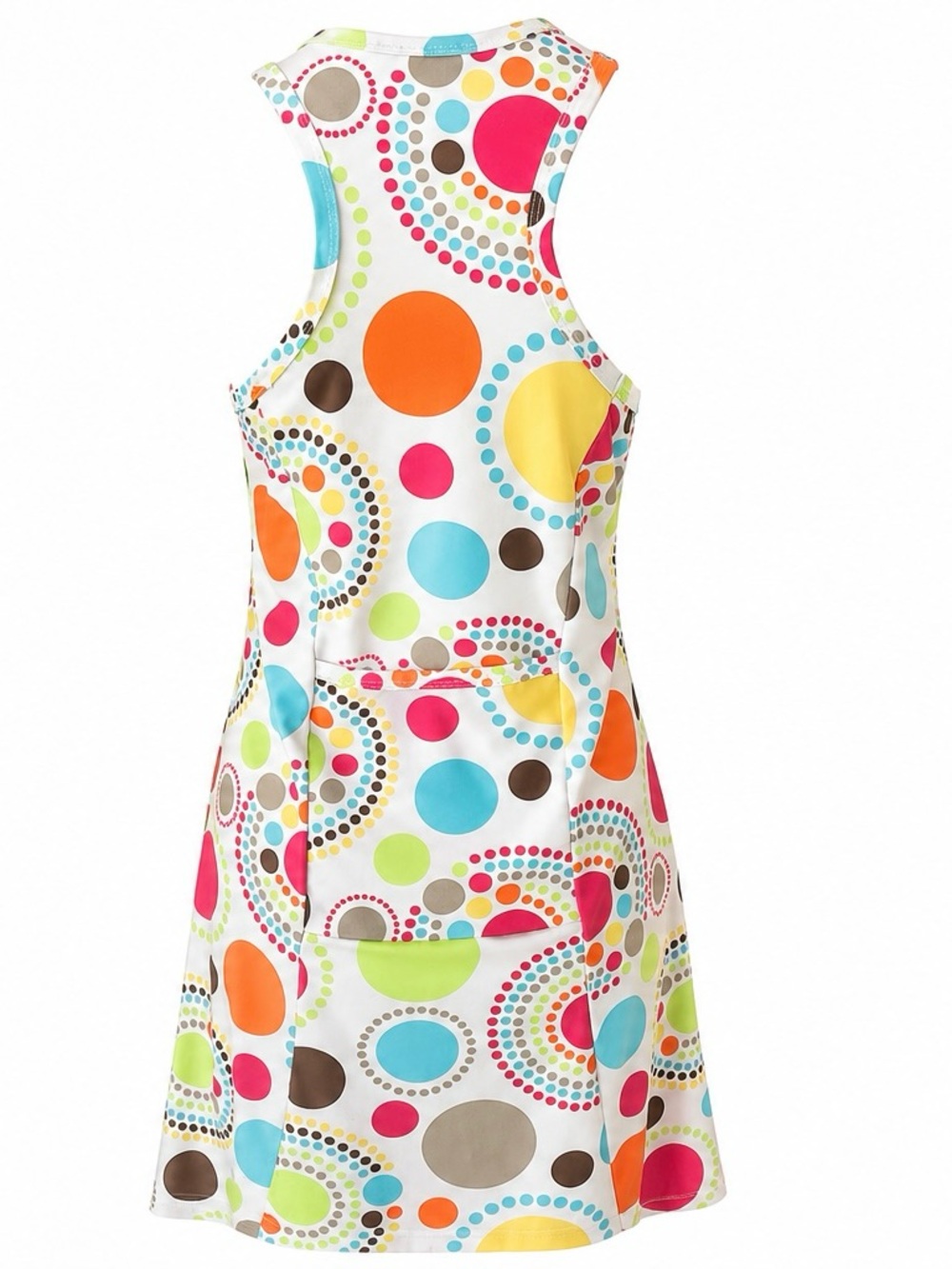 White Polka Dot Tank Dress with Multi-Color Circles - Picture 3 of 4